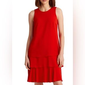 Ralph Lauren Georgette Shift Dress Vibrant Red Dress size 18